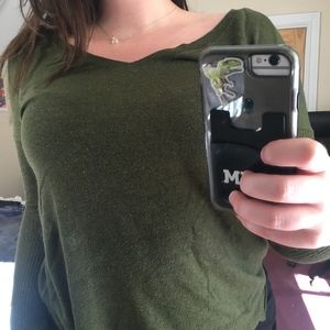 olive green v neck sweater